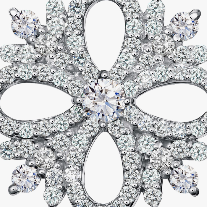 White Gold Key Pendant with Diamonds "Key to the Heart" - П634