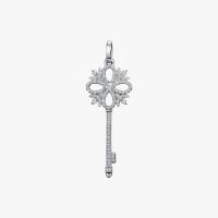 White Gold Key Pendant with Diamonds "Key to the Heart" - П634