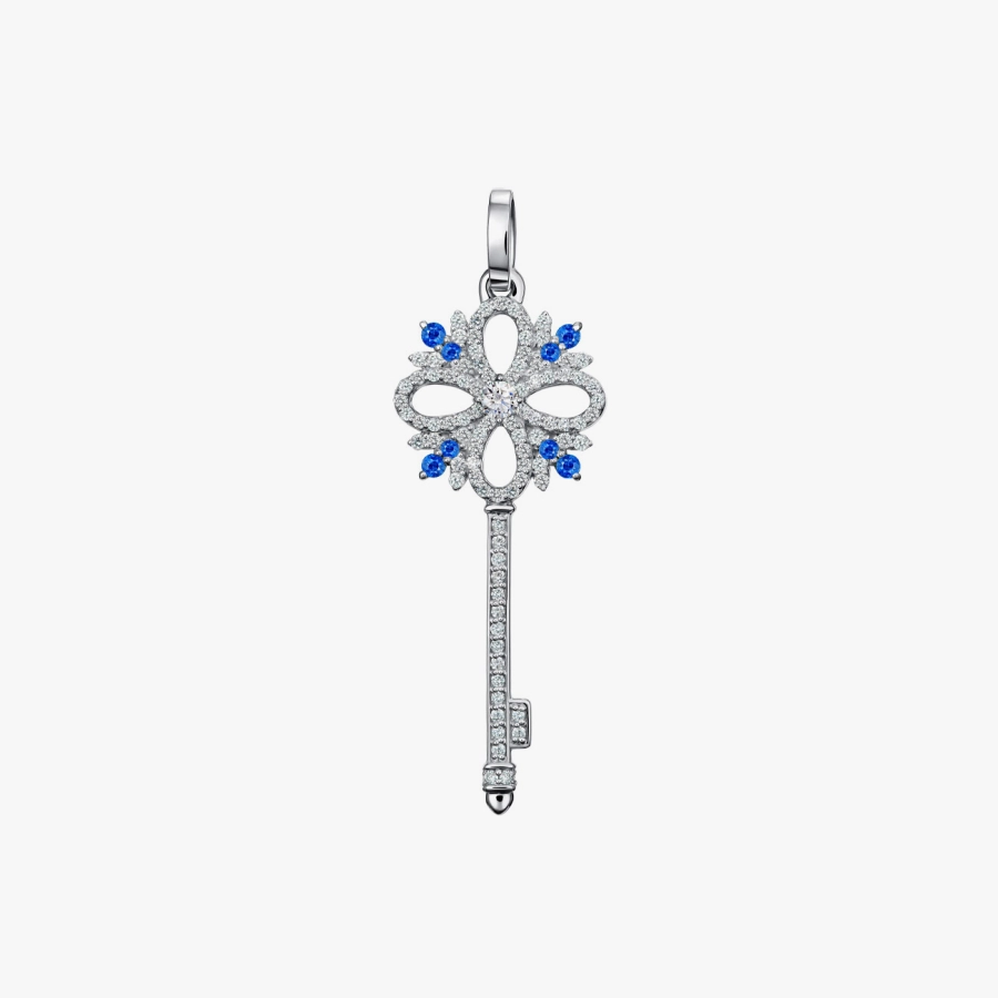 Підвіска «Ключ до серця» з діамантами та сапфірами - П634с
