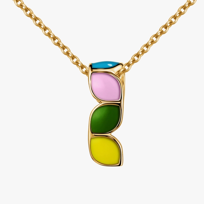 Yellow gold enamel pendant - П640