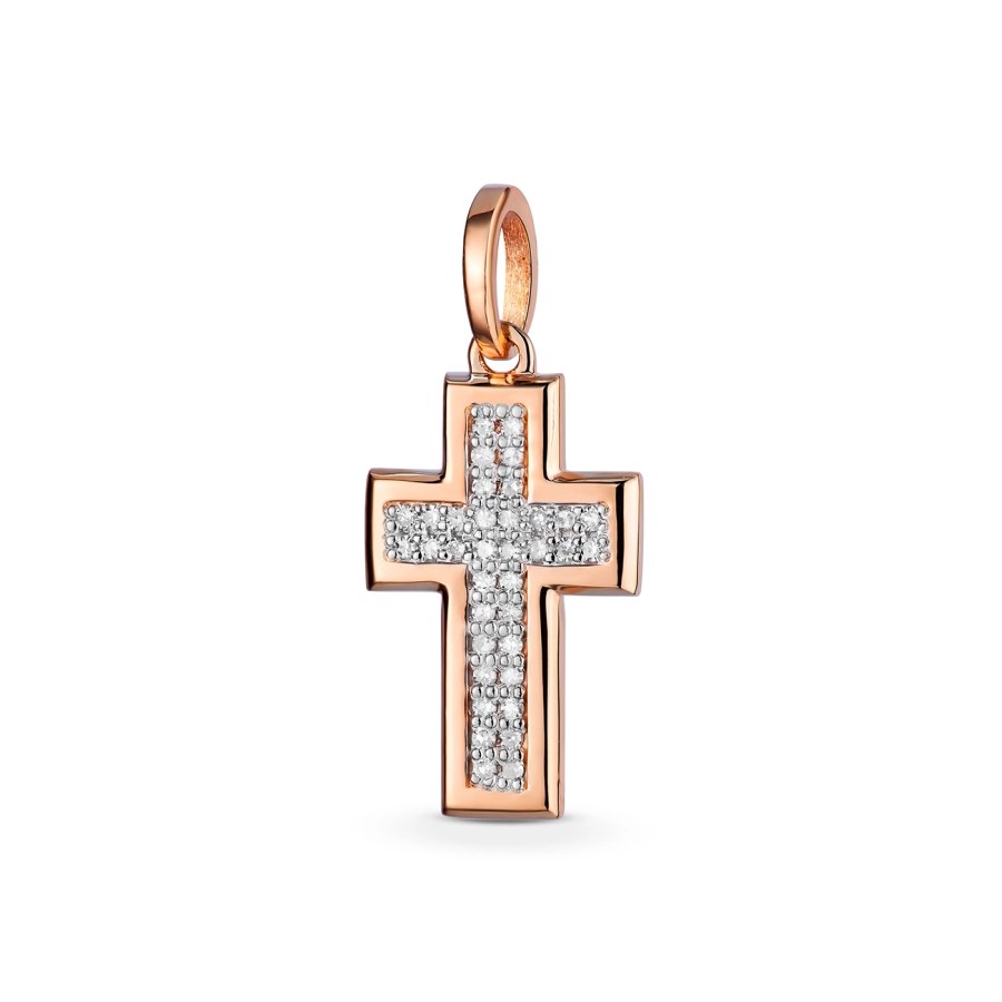 ЗОЛОТИЙ ХРЕСТИК З ДІАМАНТАМИ - ПМ0019