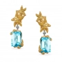 GOLD EARRINGS WITH TOPAZES AND SAPPHIRES - С200004