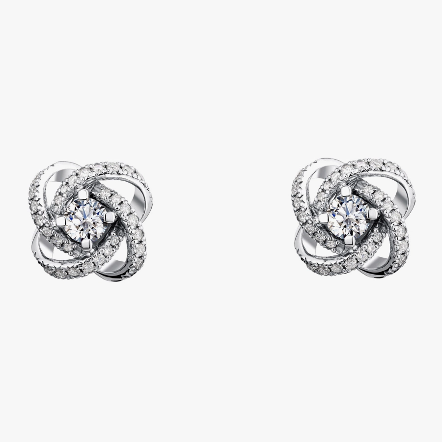 Серьги-пусеты из белого золота с бриллиантами - С200010