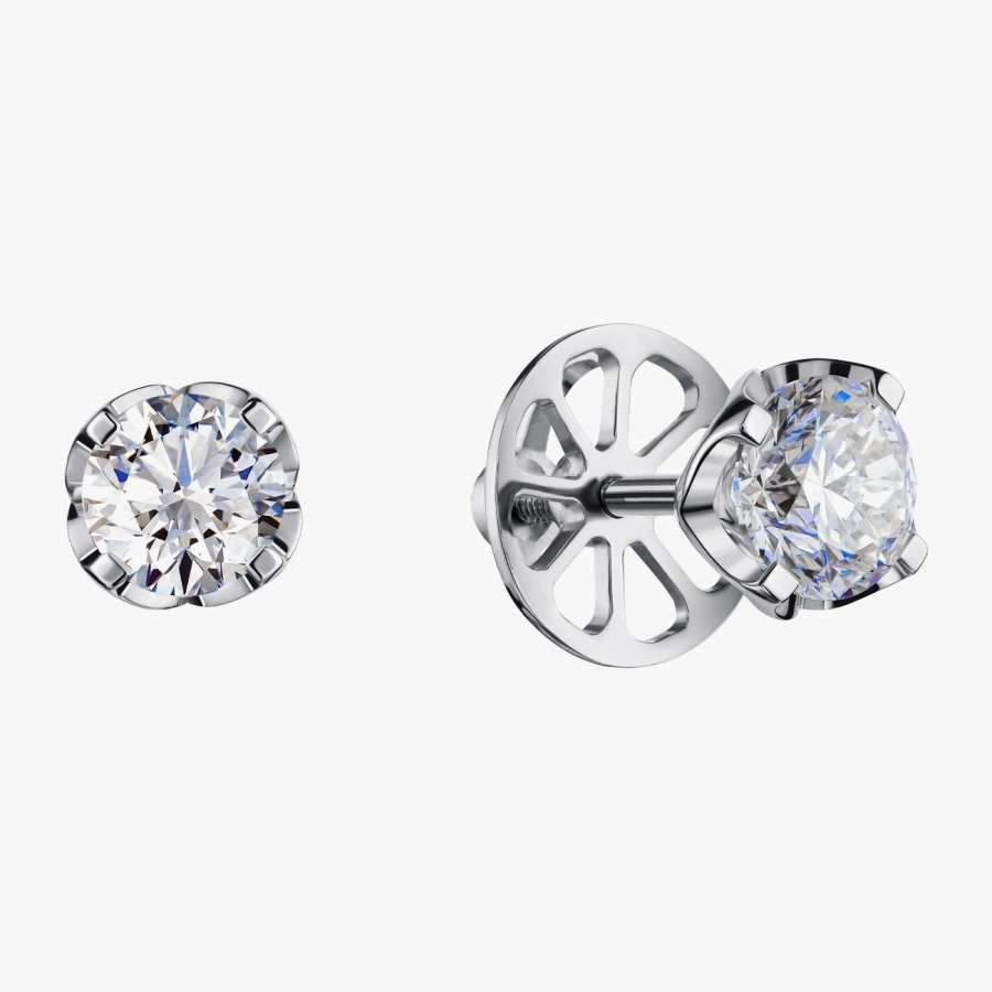 White Gold Stud Earrings with Diamonds - С200013