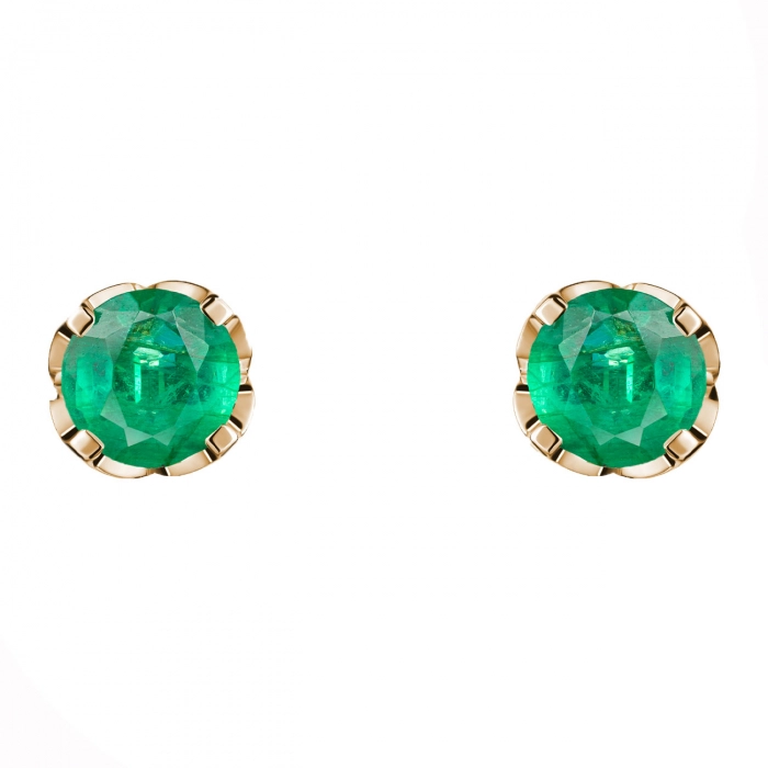 GOLD EARRINGS WITH EMERALDS - С200013и