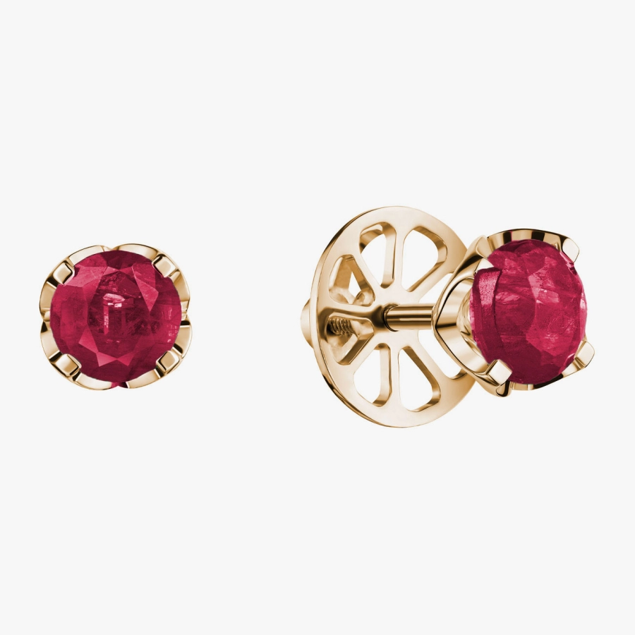 Серьги-пусеты из желтого золота с рубинами - С200013р