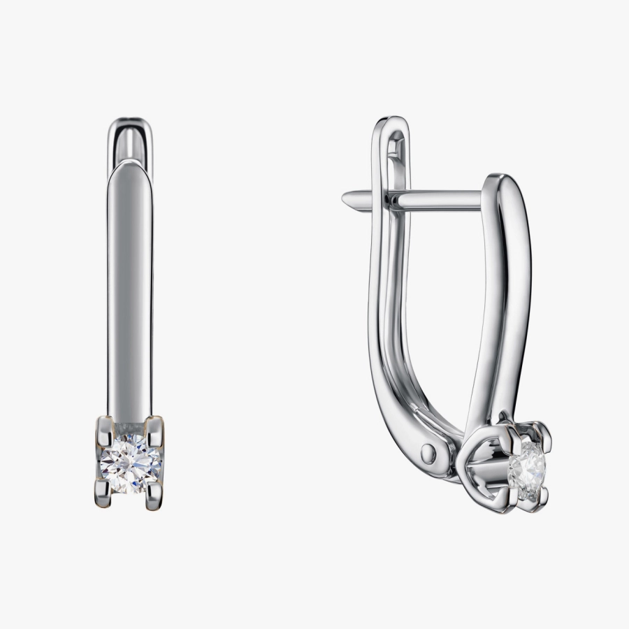 Minimalist Gold Diamond Earrings - С200036