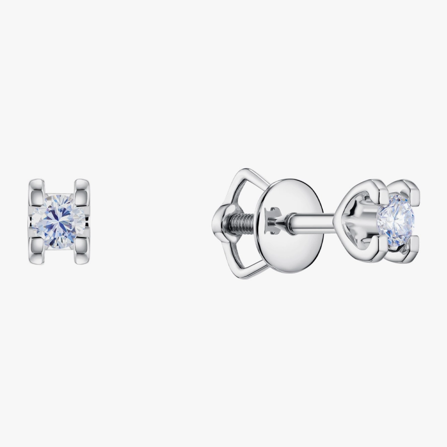 White Gold Stud Earrings with Diamonds - С200037