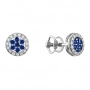 GOLD STUD EARRINGS WITH SAPPHIRES AND DIAMONDS - С200038с