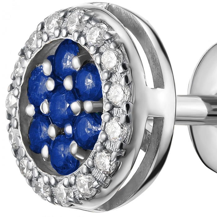GOLD STUD EARRINGS WITH SAPPHIRES AND DIAMONDS - С200038с