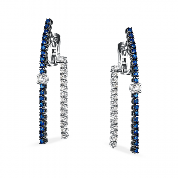 GOLD EARRINGS WITH SAPPHIRES AND DIAMONDS - С200051