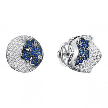 GOLD EARRINGS WITH SAPPHIRES AND DIAMONDS - С200064