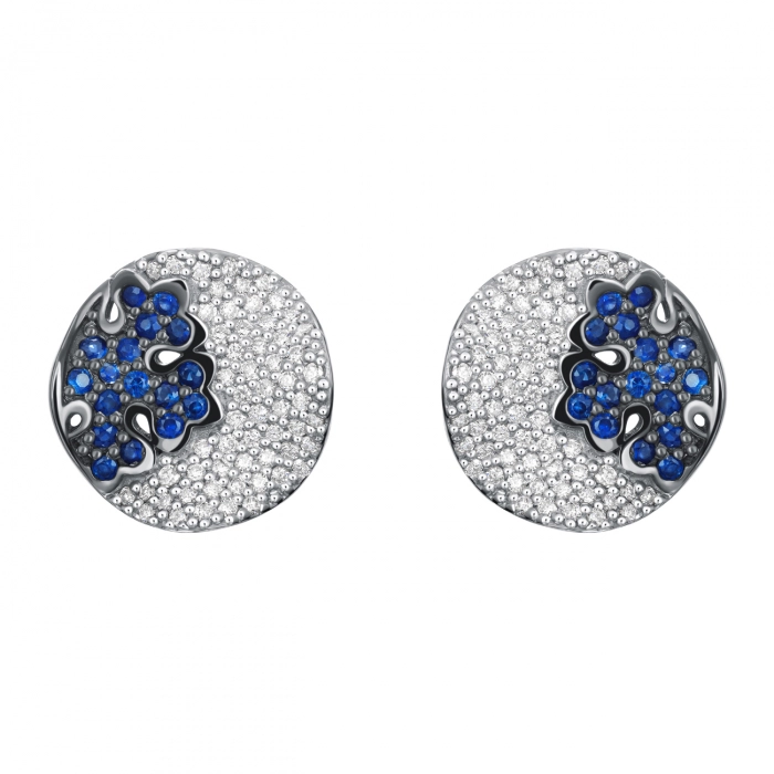 GOLD EARRINGS WITH SAPPHIRES AND DIAMONDS - С200064