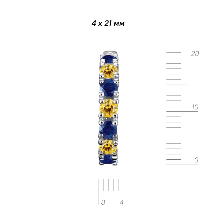 ЗОЛОТЫЕ СЕРЬГИ С СИНИМИ И ЖЕЛТЫМИ САПФИРАМИ - С200072.2ж
