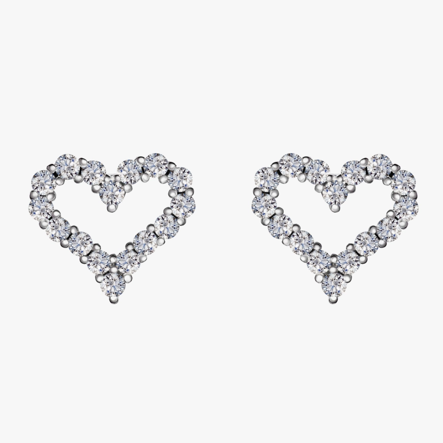 Сережки-пусети у формі серця з діамантами - С200100