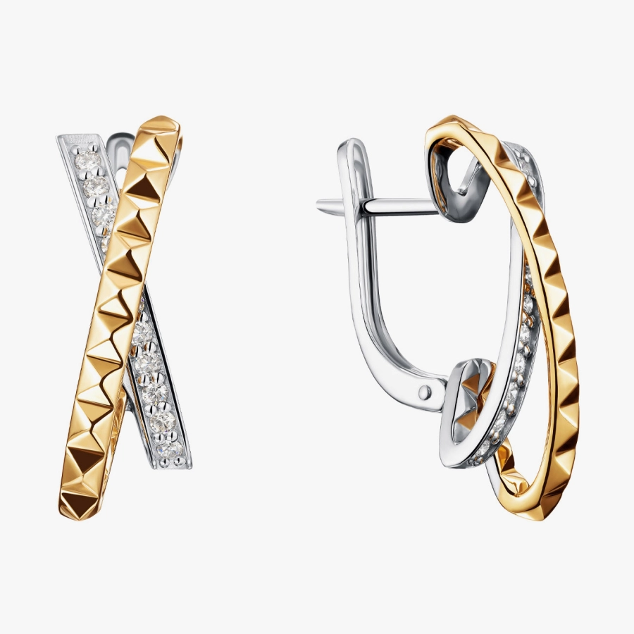 ЗОЛОТІ СЕРЕЖКИ З ДІАМАНТАМИ - С200116