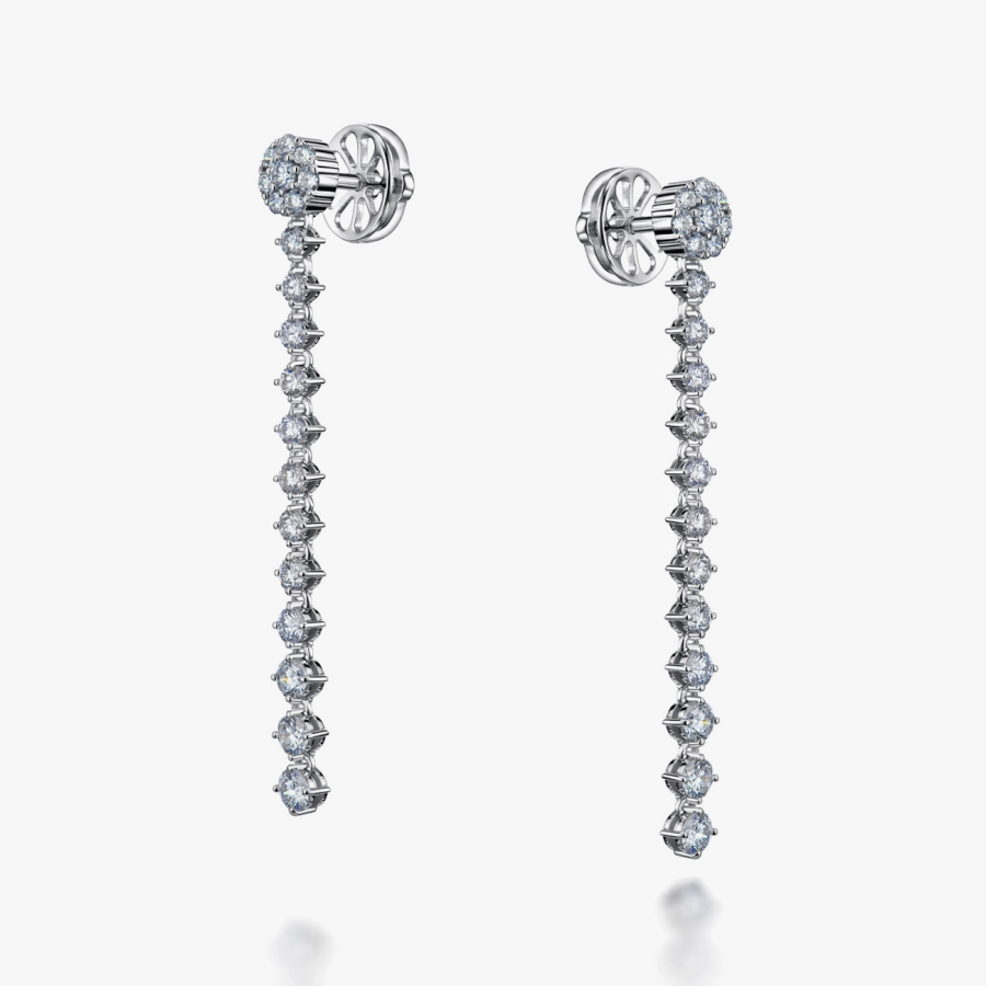 Серьги-цепочки с белым золотом и бриллиантами - С200126