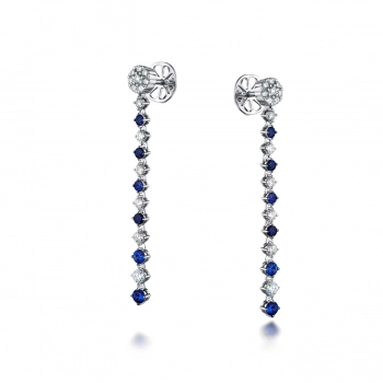 GOLD EARRINGS WITH SAPPHIRES AND DIAMONDS - С200126с