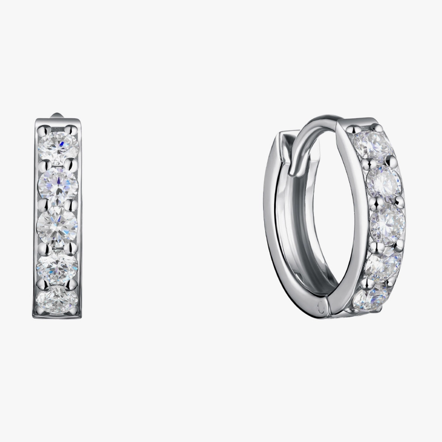 White Gold Diamond Hoop Earrings - С200127.20