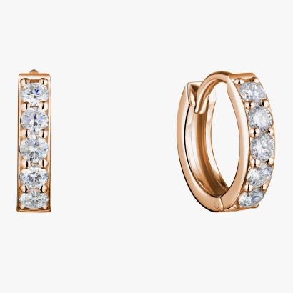Classic Diamond Hoop Earrings in Red Gold - С200127.1в