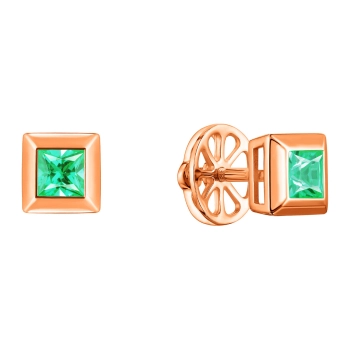 GOLD EARRINGS WITH EMERALDS - С200140и