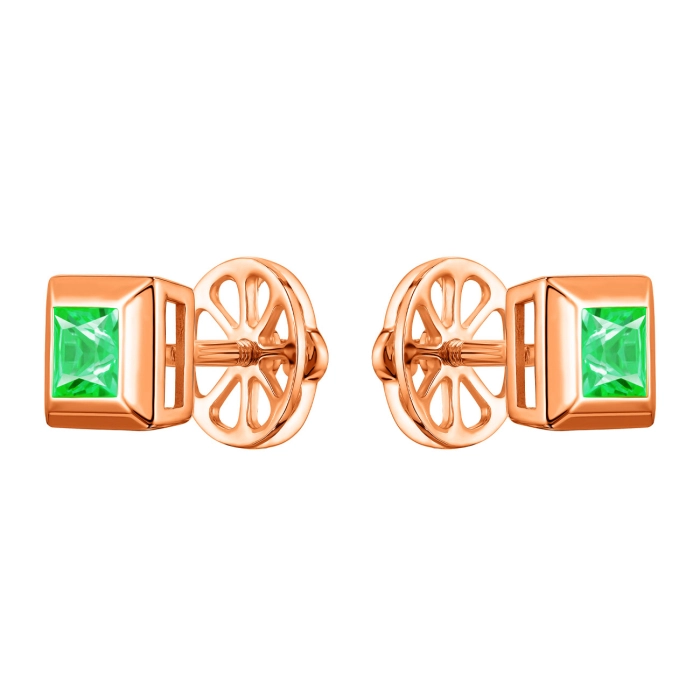 GOLD EARRINGS WITH EMERALDS - С200140и