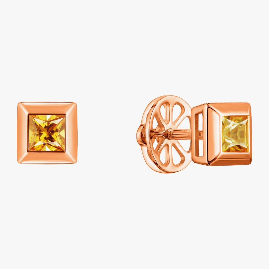 ЗОЛОТІ ПУСЕТИ З ЖОВТИМИ САПФІРАМИ - С200140сж