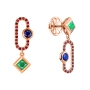 GOLD EARRINGS WITH SAPPHIRES, EMERALDS AND RUBBIES  - С200144исп