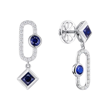 GOLD EARRINGS WITH SAPPHIRES AND DIAMONDS - С200144с