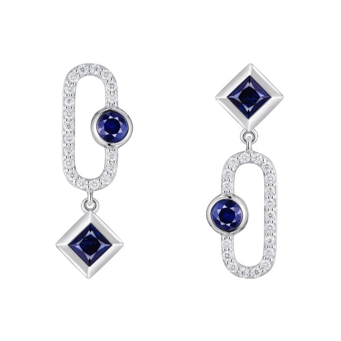 GOLD EARRINGS WITH SAPPHIRES AND DIAMONDS - С200144с