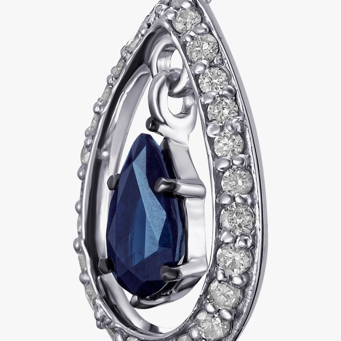 Серьги-подвески с белым золотом и сапфирами - С200170с