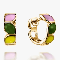 Yellow Gold Enamel Earrings - С200209