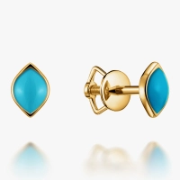 Yellow gold stud earrings with enamel - С200206