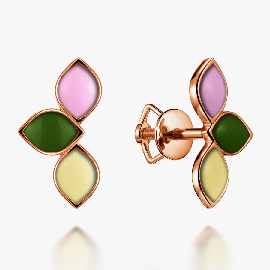 Red gold enamel earrings - С200151