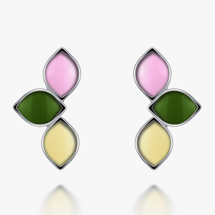 Серьги с эмалью Clover Charm из белого золота - С200208