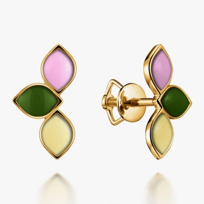 Yellow gold enamel earrings - С200208