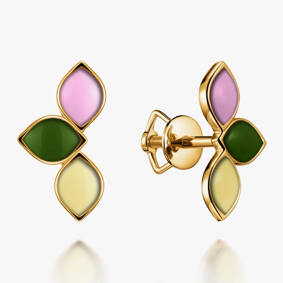 Серьги с эмалью из желтого золота - С200208