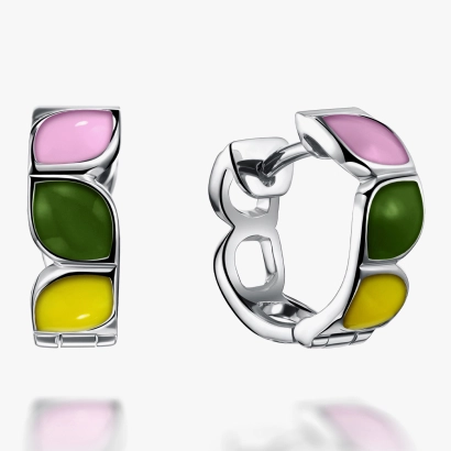 White Gold Enamel Earrings - С200209
