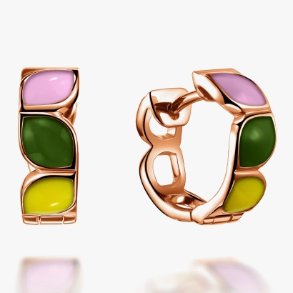 Enamel Earrings in Red Gold - С200209