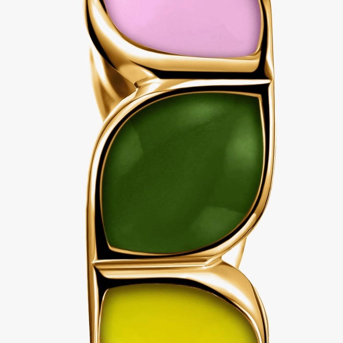 Yellow Gold Enamel Earrings - С200209