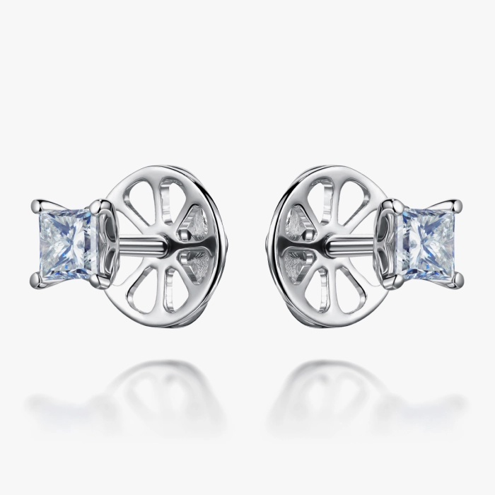 Золоті сережки-пусети з діамантами "Принцеса" - С200215.32