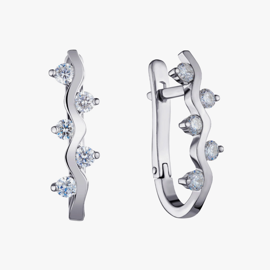 White gold earrings with diamonds - С2131