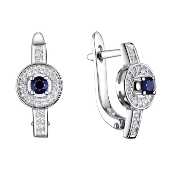 GOLD EARRINGS WITH SAPPHIRES AND DIAMONDS - С2178