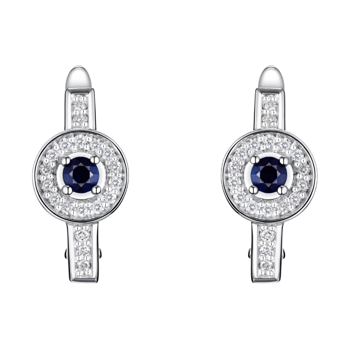 GOLD EARRINGS WITH SAPPHIRES AND DIAMONDS - С2178