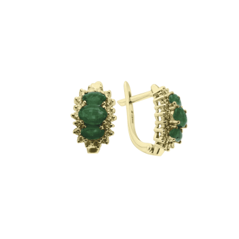 GOLD EARINGS WITH EMERALDS AND DIAMONDS — С2189
