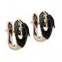 GOLD EARRINGS WITH EMERALDS AND BLACK DIAMONDS - С2290