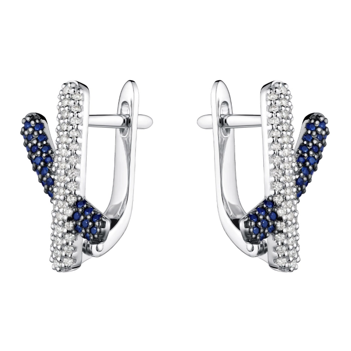 GOLD EARRINGS WITH SAPPHIRES AND DIAMONDS - С2299с