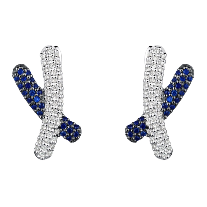 GOLD EARRINGS WITH SAPPHIRES AND DIAMONDS - С2299с