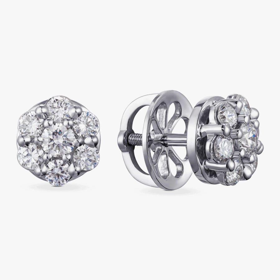 White Gold Stud Earrings with Diamond Scatter - С2308