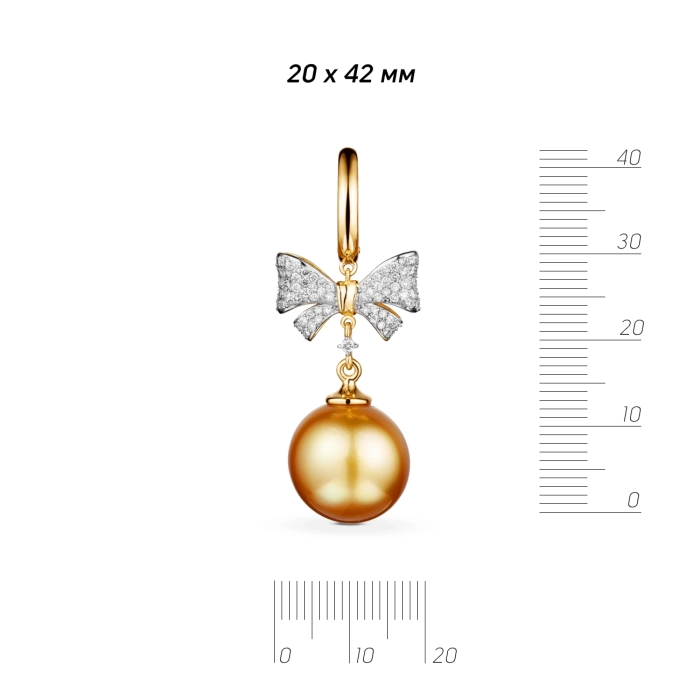 GOLD EARRINGS WITH GOLD PEARLS AND DIAMONDS — С2361